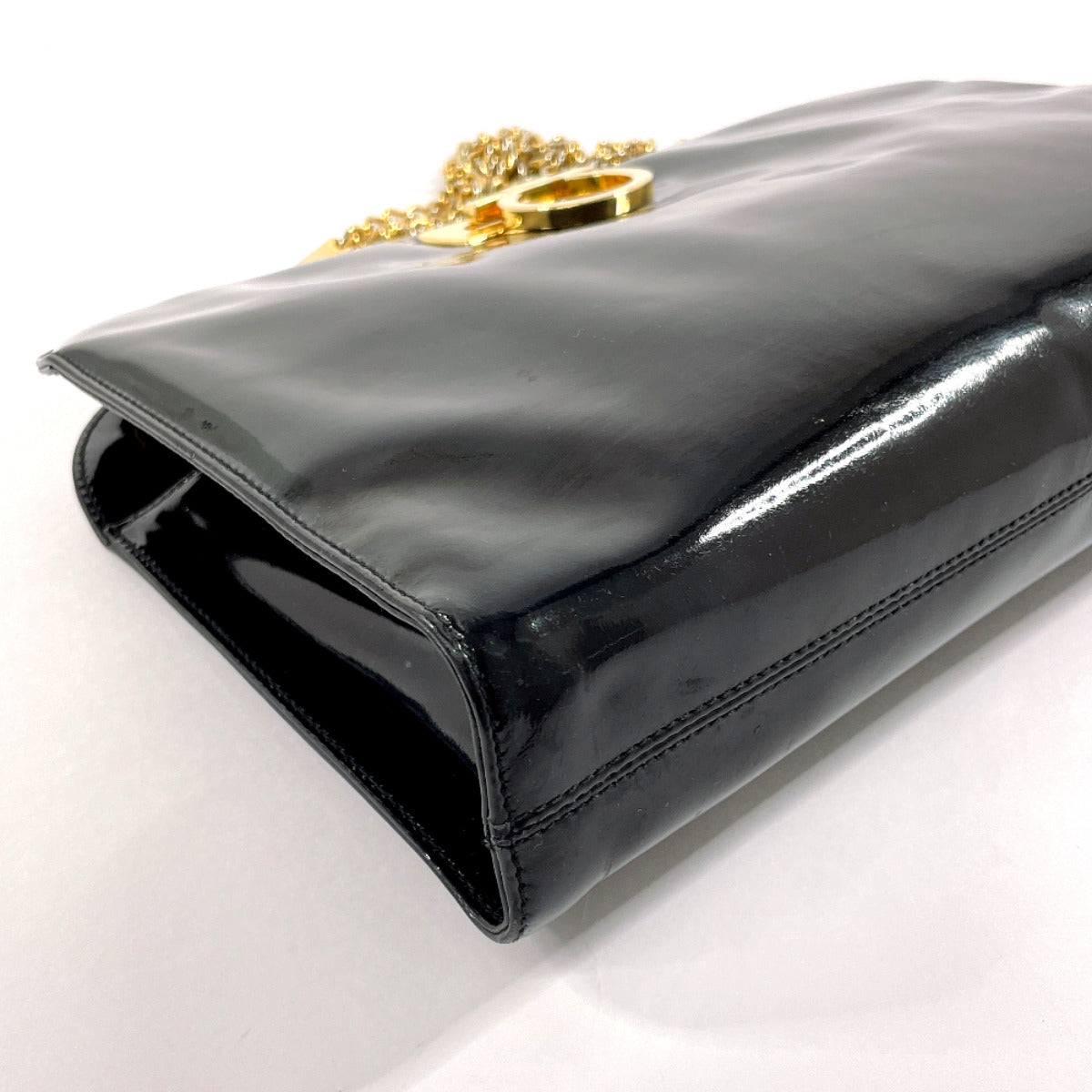 Salvatore Ferragamo Patent Leather Gancini Chain Shoulder Bag