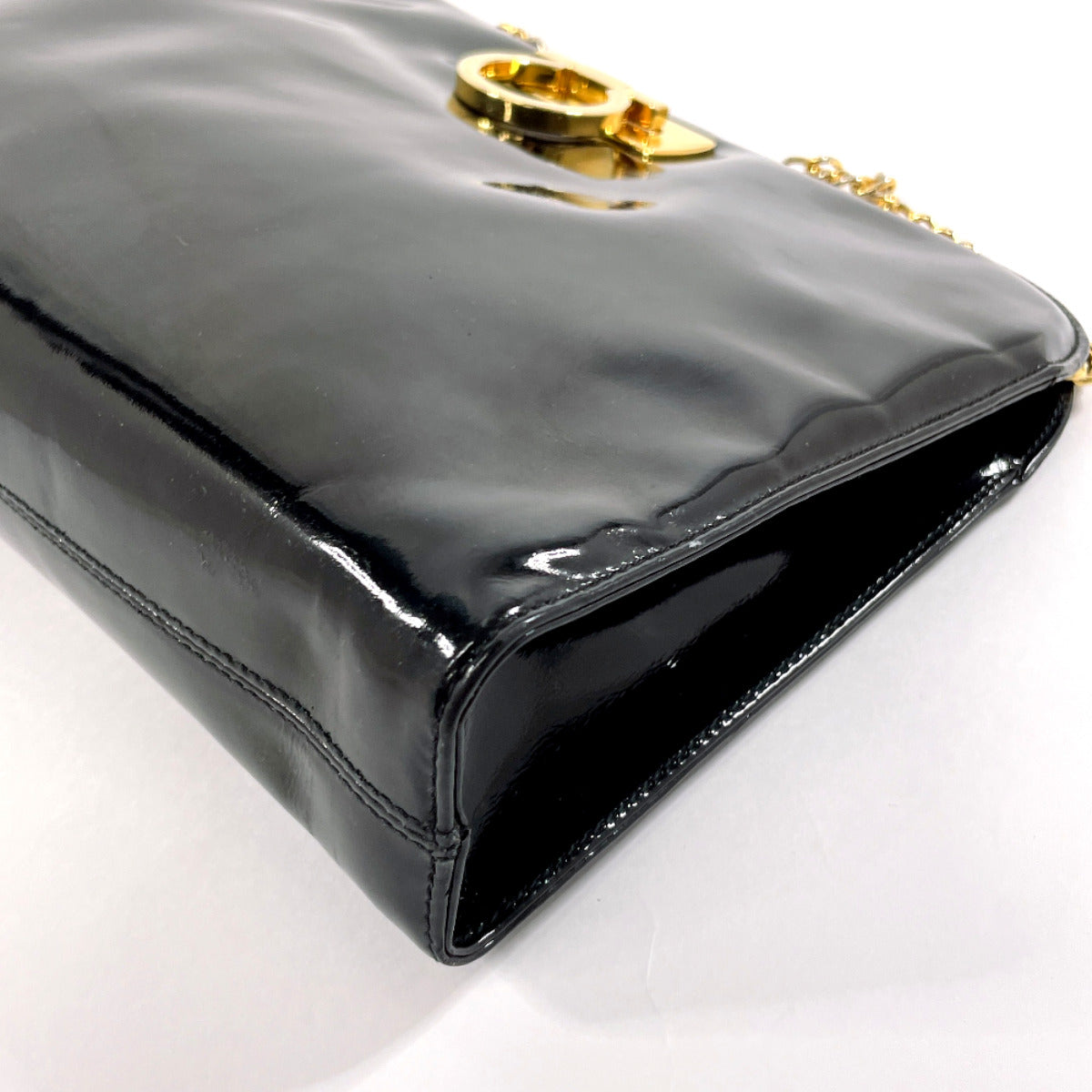 Salvatore Ferragamo Patent Leather Gancini Chain Shoulder Bag