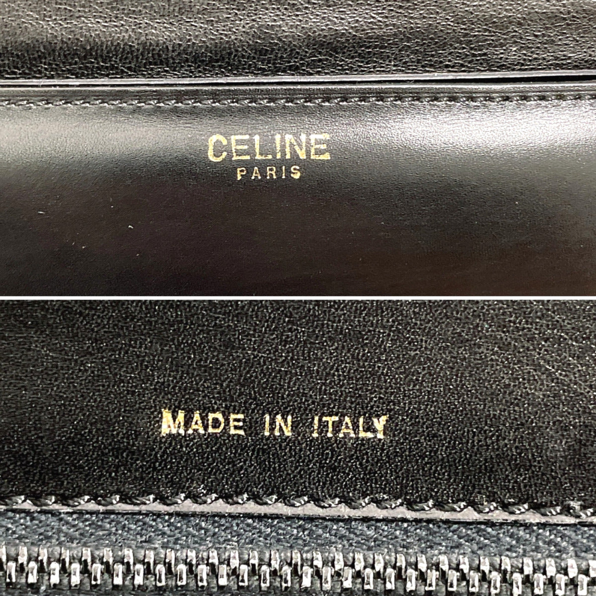 Celine Vintage Leather Shoulder Bag Black