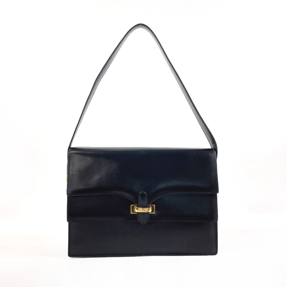 Celine Vintage Leather Shoulder Bag Black