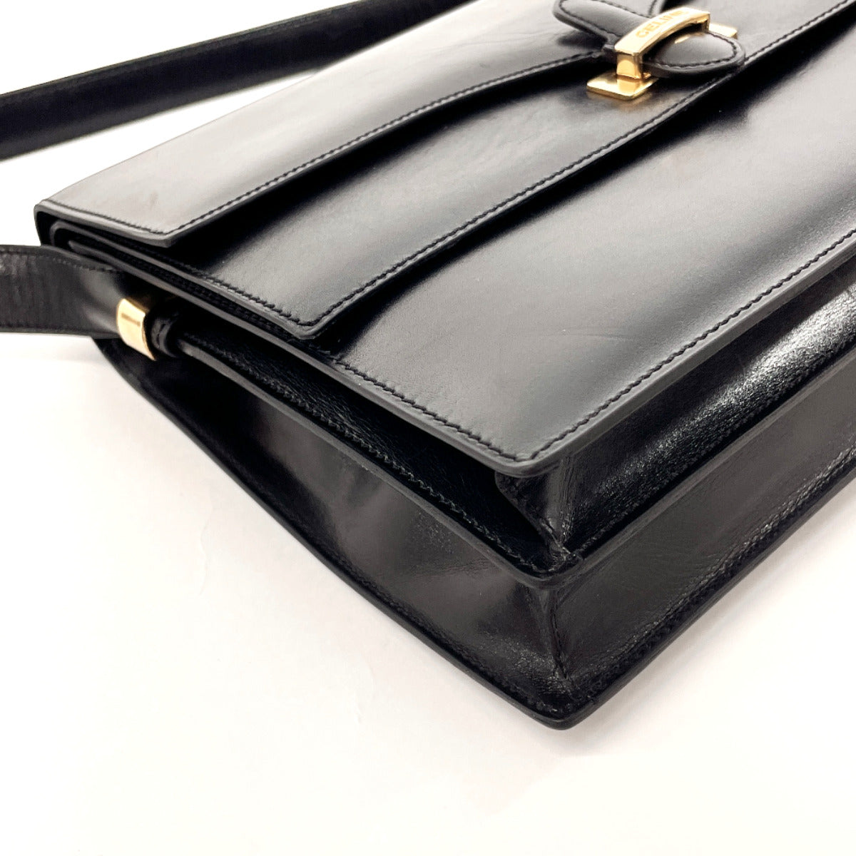 Celine Vintage Leather Shoulder Bag Black