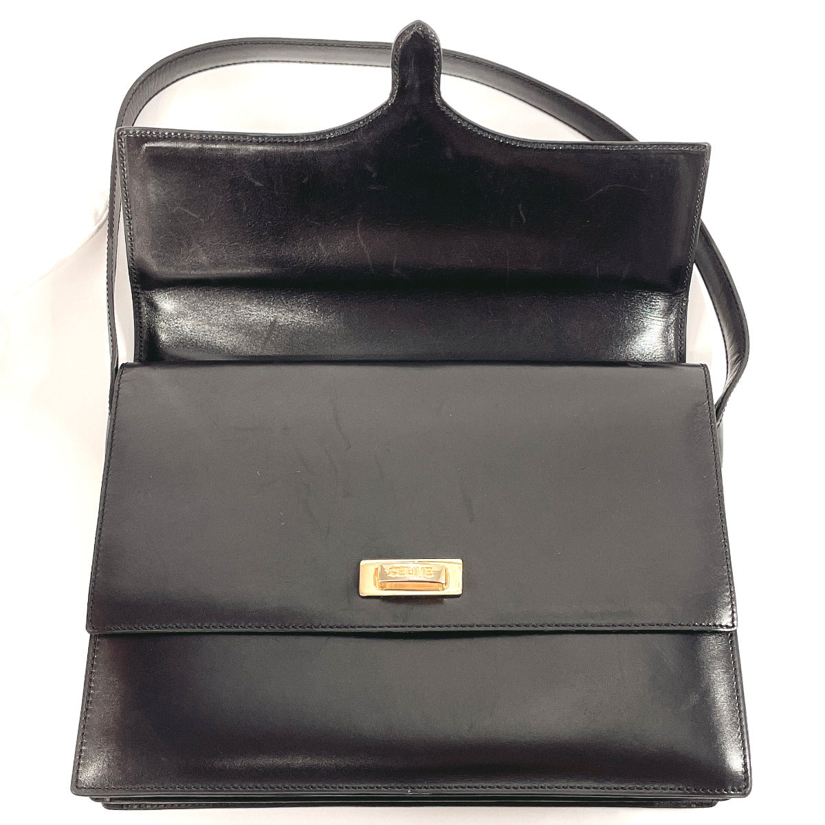 Celine Vintage Leather Shoulder Bag Black