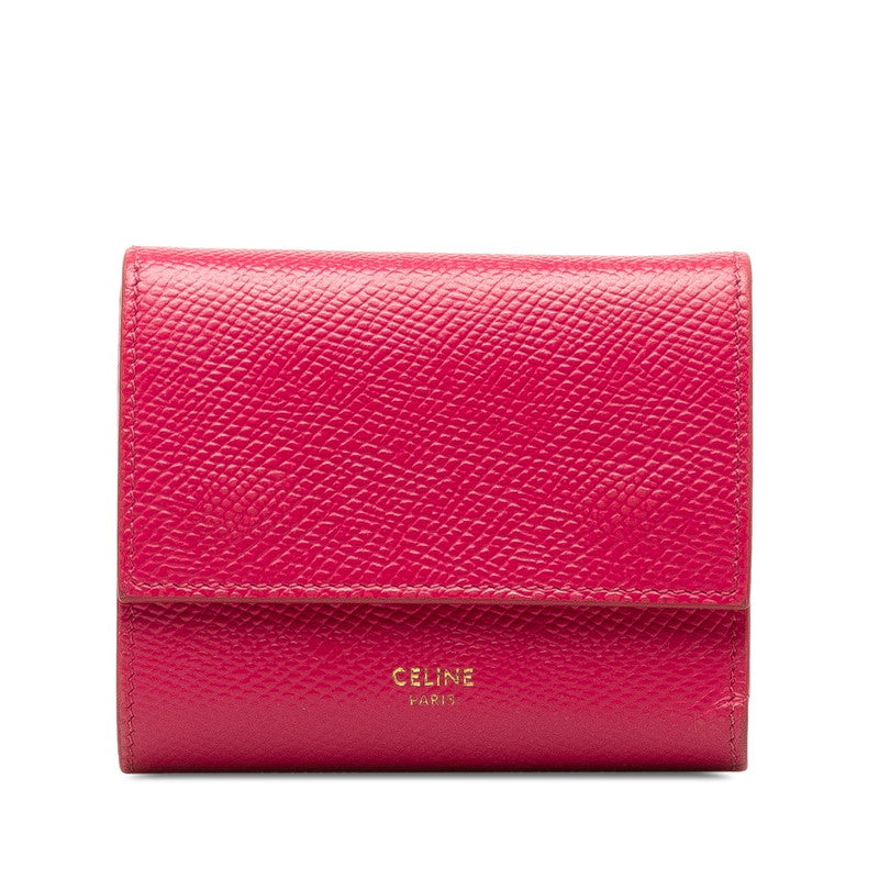 Celine Leather Trifold Wallet Short Wallet Leather in Excellent condition