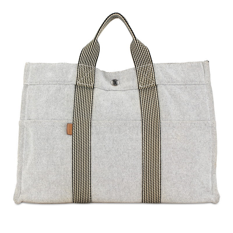 Hermes Toile Fourre Tout MM Canvas Tote Bag in Good condition