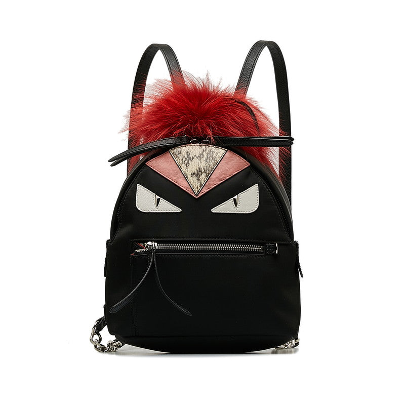 Fendi Nylon Fur Monster Eyes Backpack Canvas Backpack 8B2038 in Excellent condition