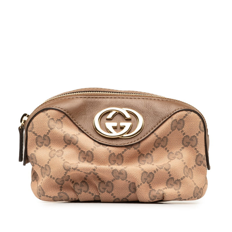 Gucci GG Canvas Interlocking G Cosmetic Case Canvas Vanity Bag 308631 in Excellent condition