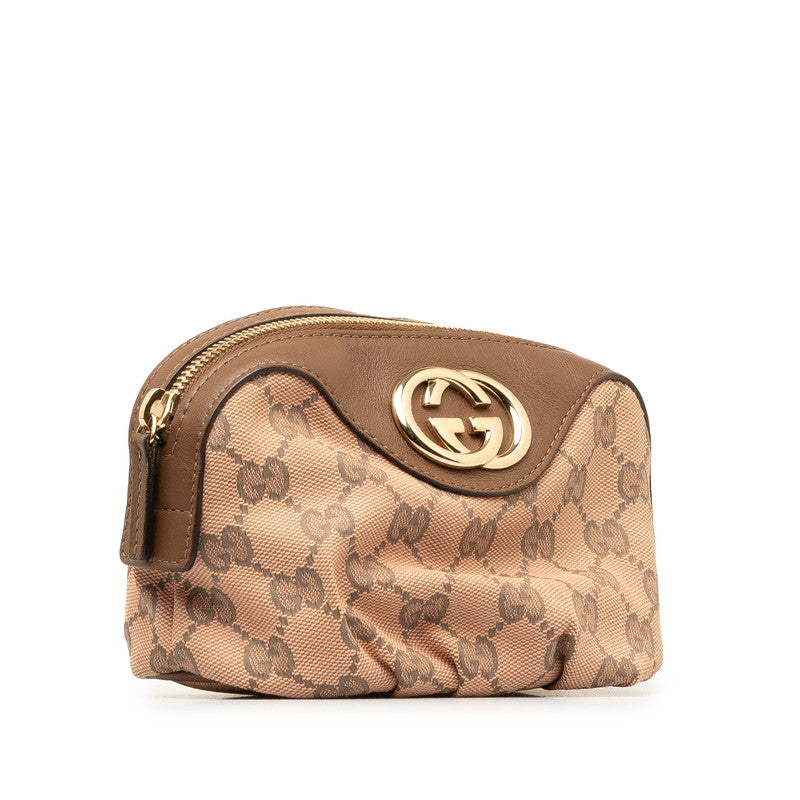 Gucci GG Canvas Interlocking G Cosmetic Case Canvas Vanity Bag 308631 in Excellent condition