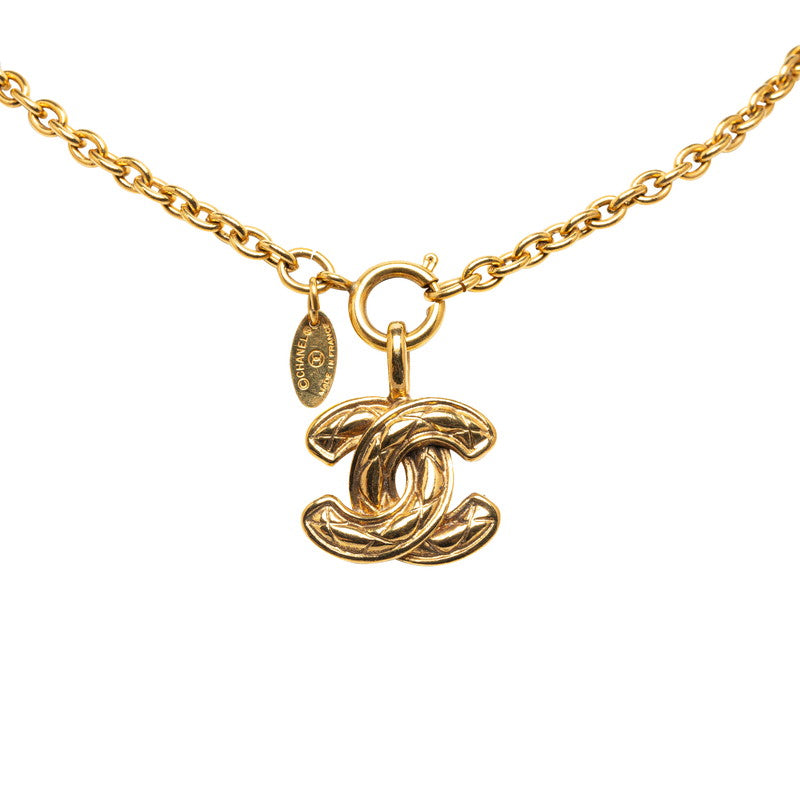 Chanel Quilted CC Logo Pendant Necklace Metal Necklace in Good condition