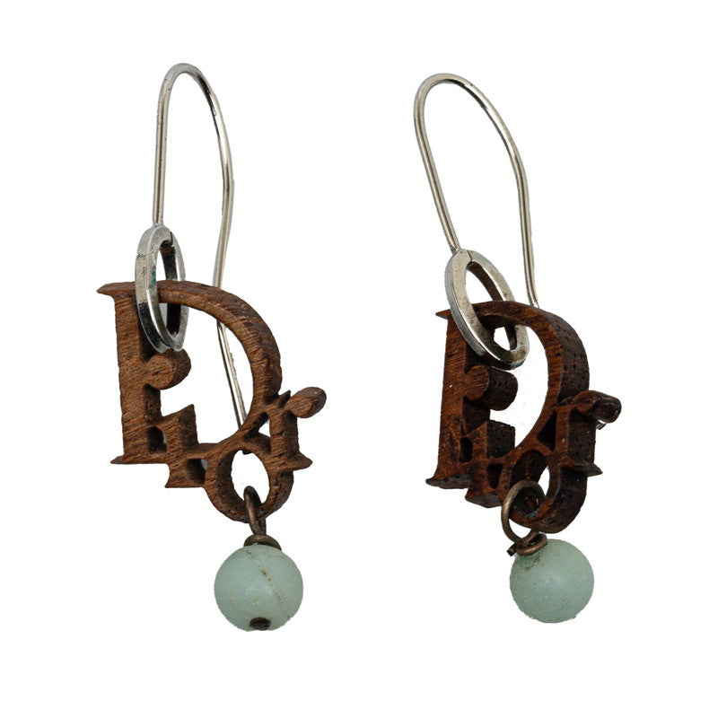 Dior Wooden Logo Hook Earrings Natural Material Earrings in Good condition