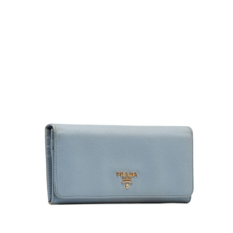 Prada Saffiano Logo Continental Flap Wallet Leather Long Wallet in Fair condition
