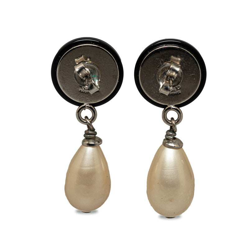 Chanel CC Rhinestone Pearl Drop Earrings Earrings Metal in Good condition