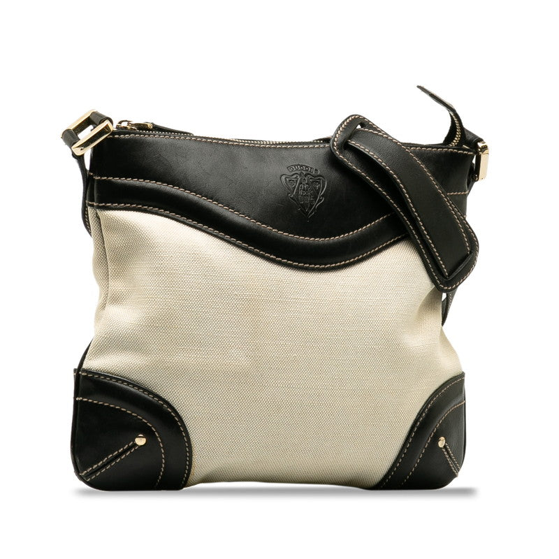 Gucci Vintage Canvas Leather Trim Crossbody Bag Canvas Crossbody Bag 141446 in Fair condition