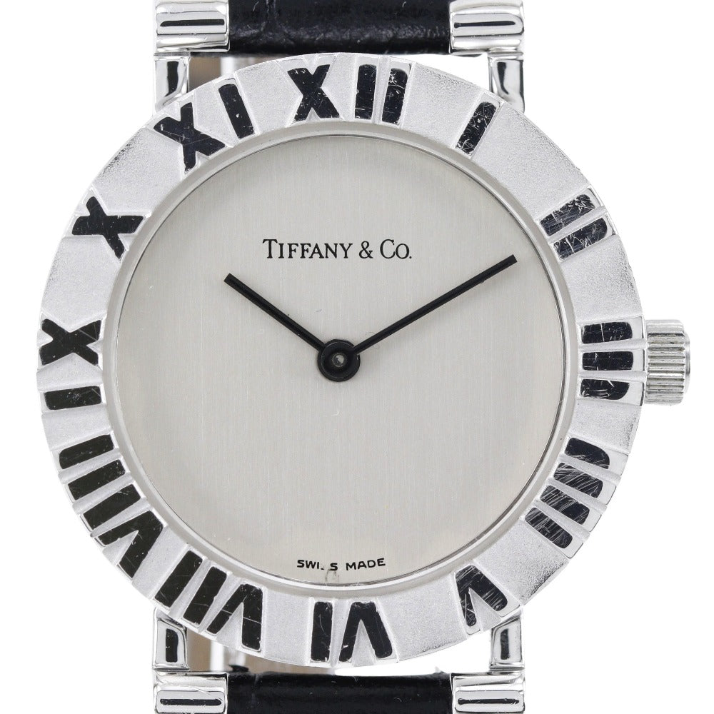 Tiffany Atlas Watch Silver 925 Leather Quartz