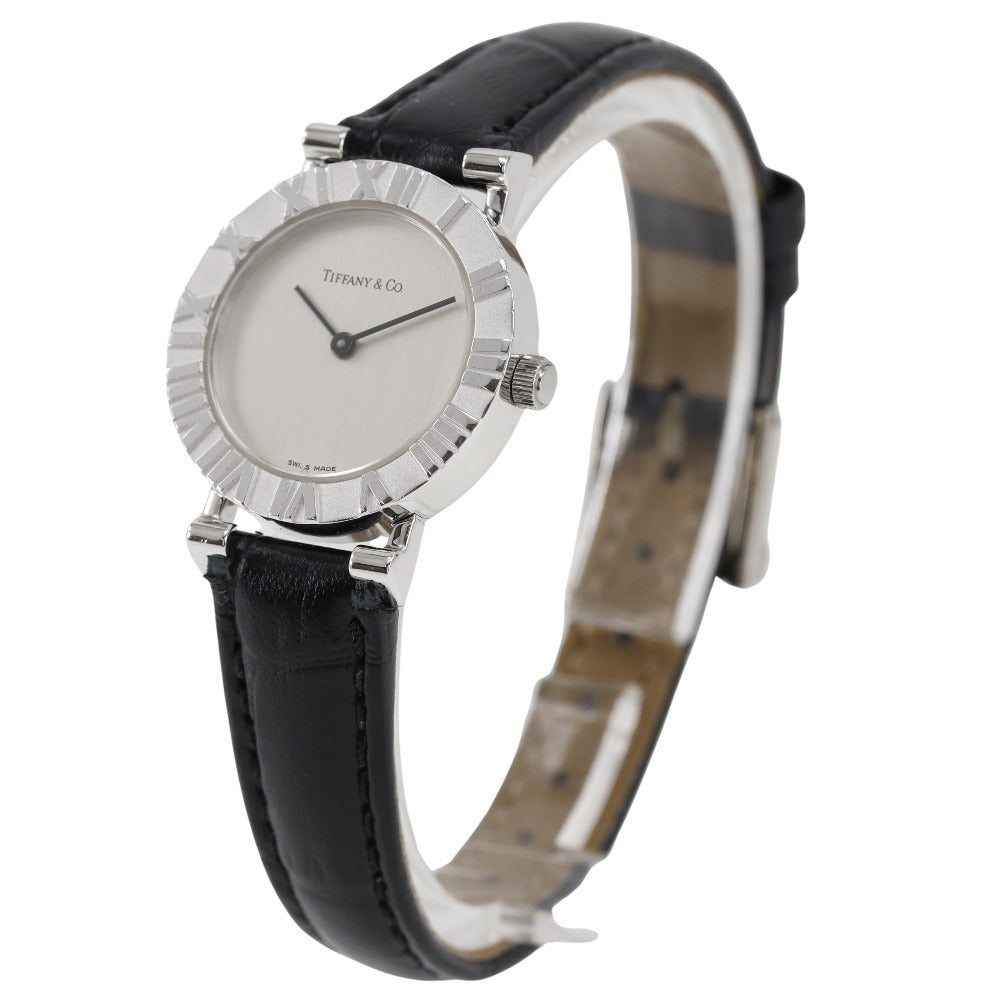 Tiffany Atlas Watch Silver 925 Leather Quartz