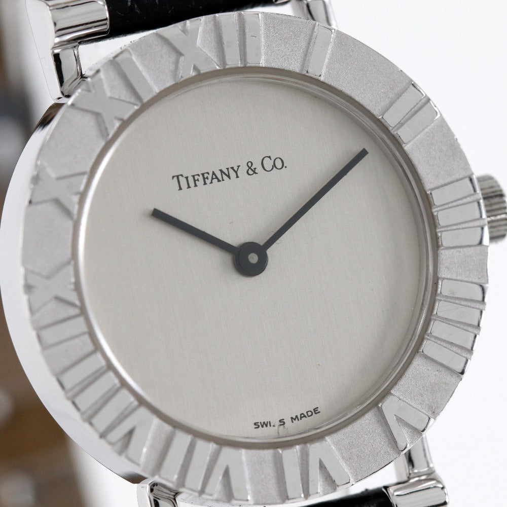 Tiffany Atlas Watch Silver 925 Leather Quartz