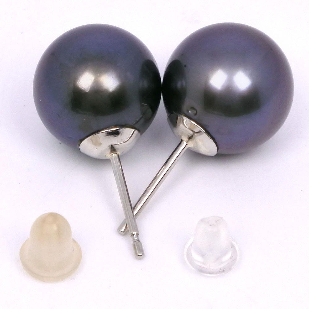 Black Pearl Earrings 10.5-10.7mm