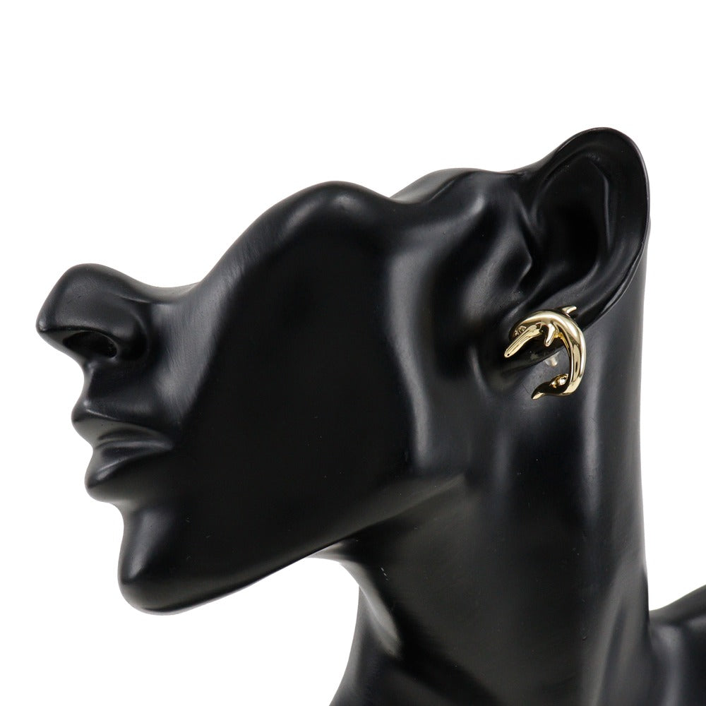 Dolphin Motif Earrings, K18 Yellow Gold, for Women