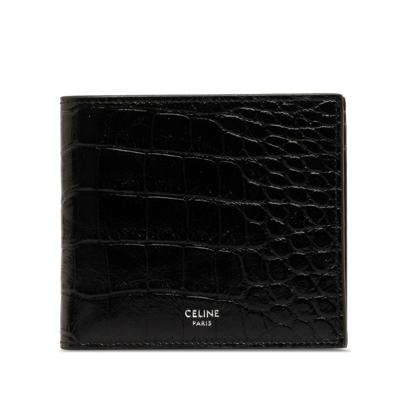Celine Embossed Leather Bifold Wallet Leather Short Wallet in Excellent condition