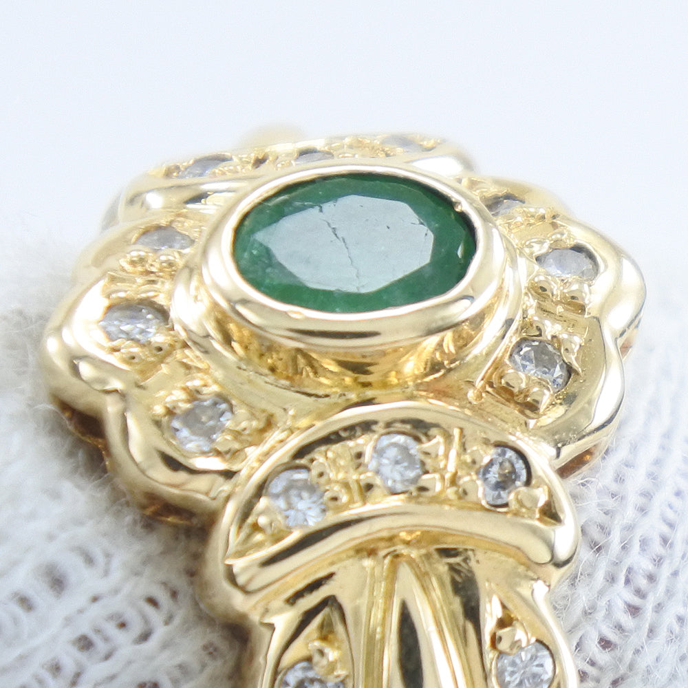 K18 Gold Emerald Diamond Ring Size 11