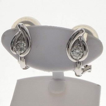 Earrings in K14 White Gold with 0.40ct Diamond, Preloved Grade SA, Women's