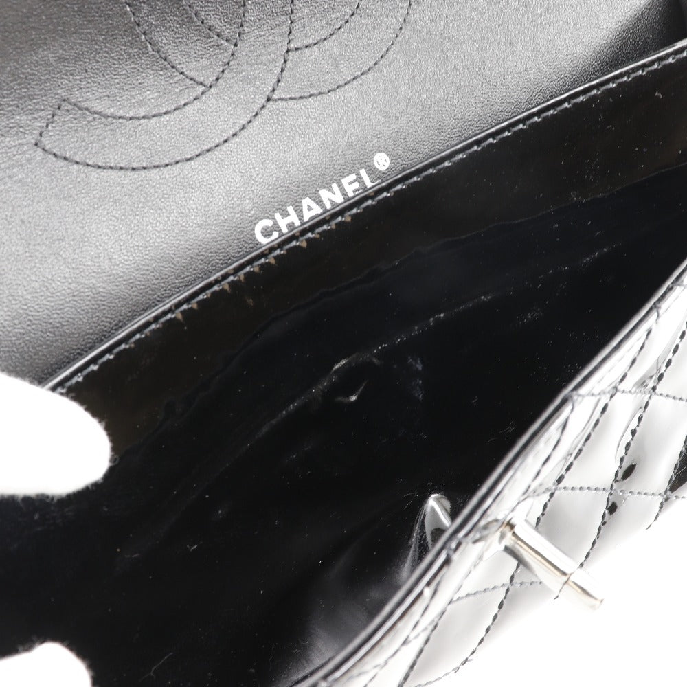 Chanel CC Quilted Patent Leather Double Flap Bag Enamel Shoulder Bag in Very Good Condition