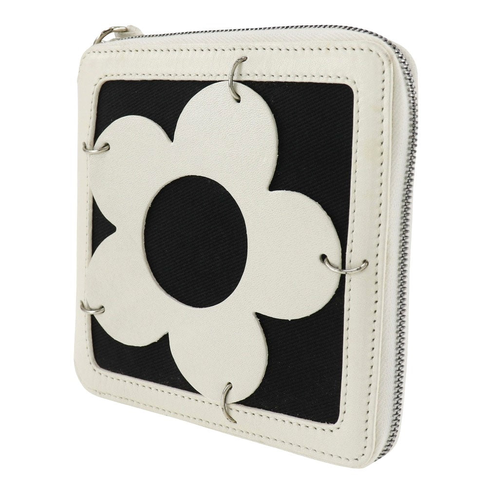 Celine Flower Bifold Wallet Leather Canvas