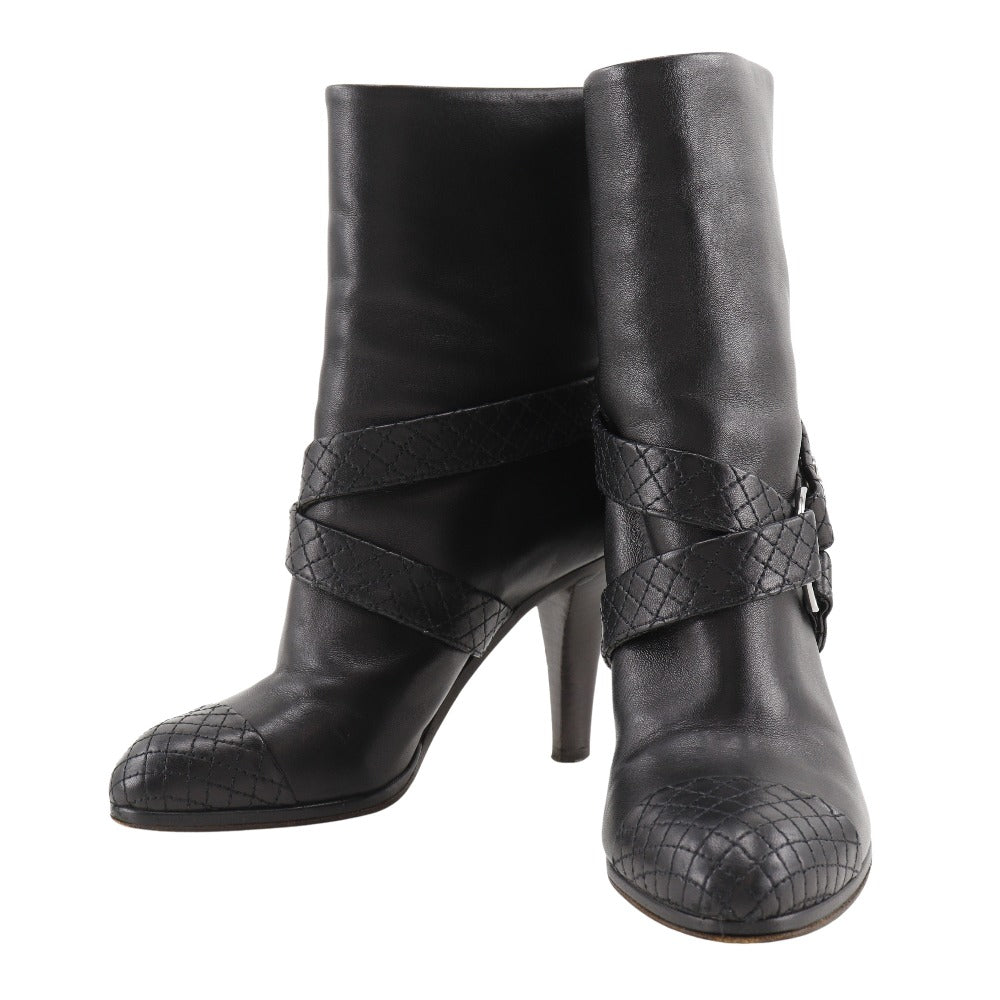 Chanel Coco Mark Leather Boots Black