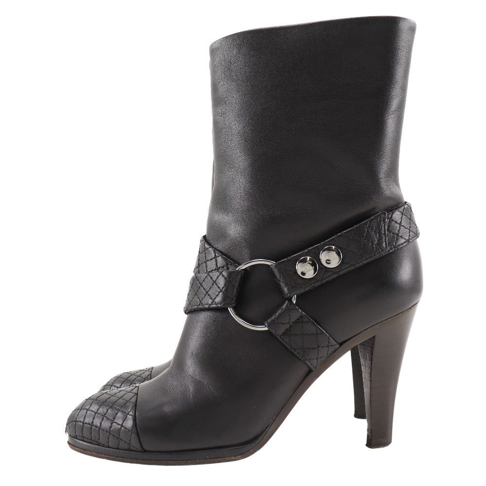 Chanel Coco Mark Leather Boots Black