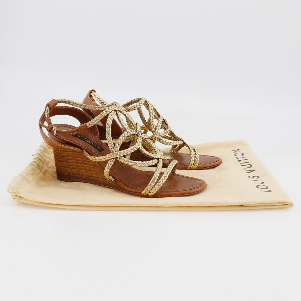 Louis Vuitton Leather Wood Wedge Sandals