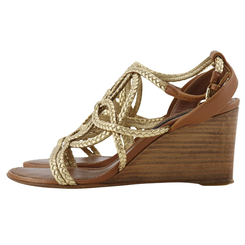 Louis Vuitton Leather Wood Wedge Sandals