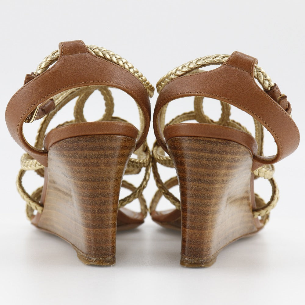 Louis Vuitton Leather Wood Wedge Sandals