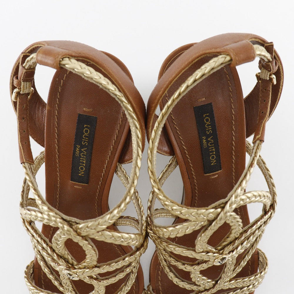 Louis Vuitton Leather Wood Wedge Sandals