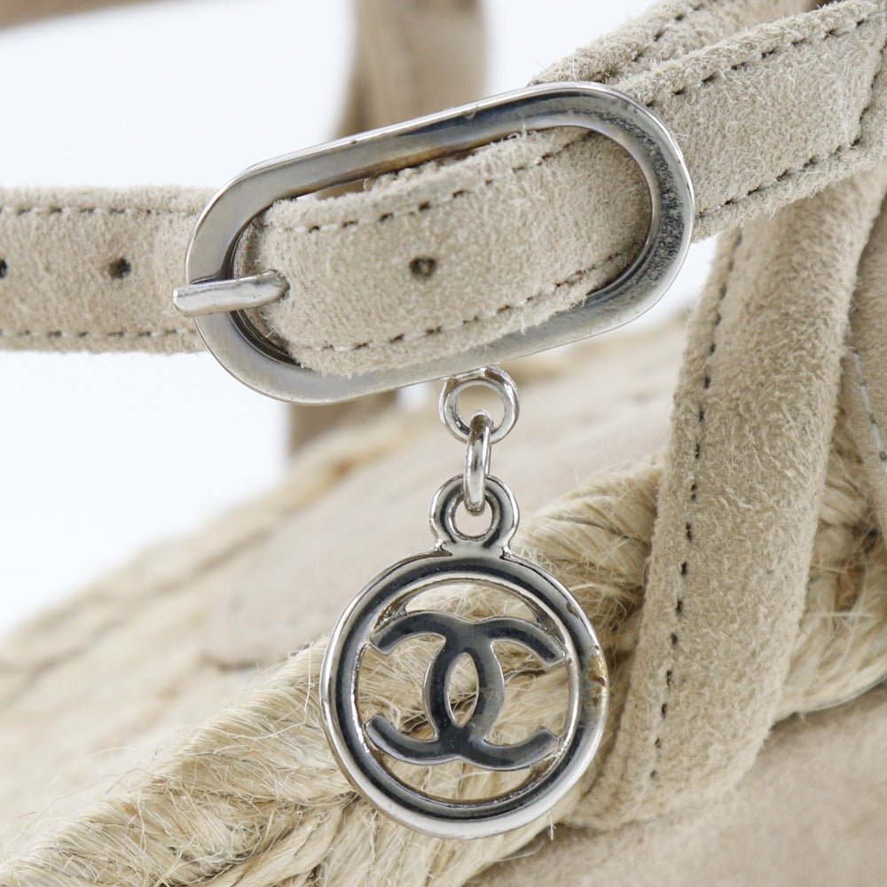 Chanel Suede/Enamel Sandals with Coco Mark Charm