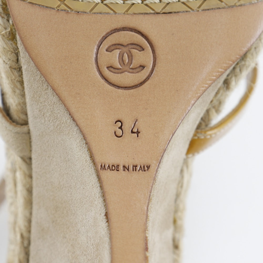 Chanel Suede/Enamel Sandals with Coco Mark Charm