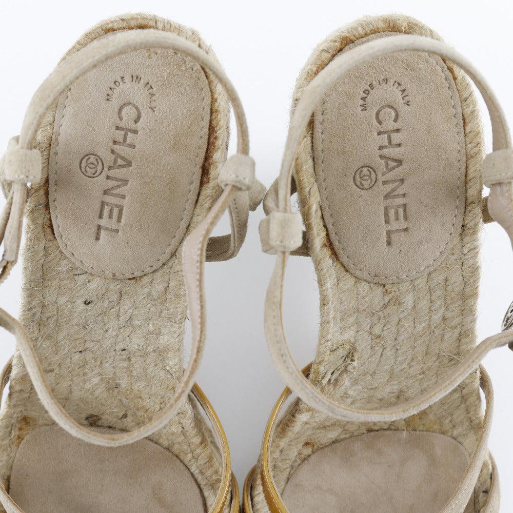 Chanel Suede/Enamel Sandals with Coco Mark Charm