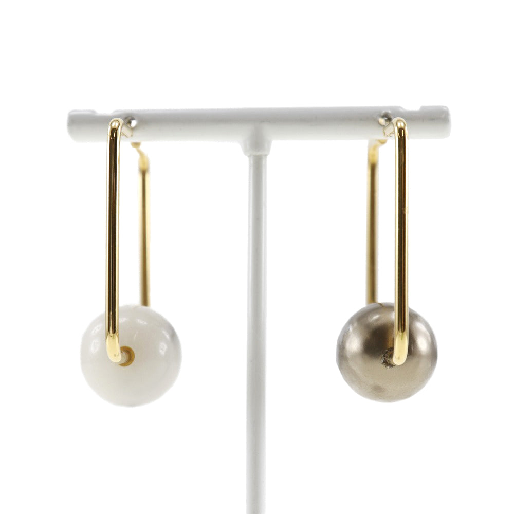 Celine Gold Plated Square Hoop Earrings with Faux Pearls