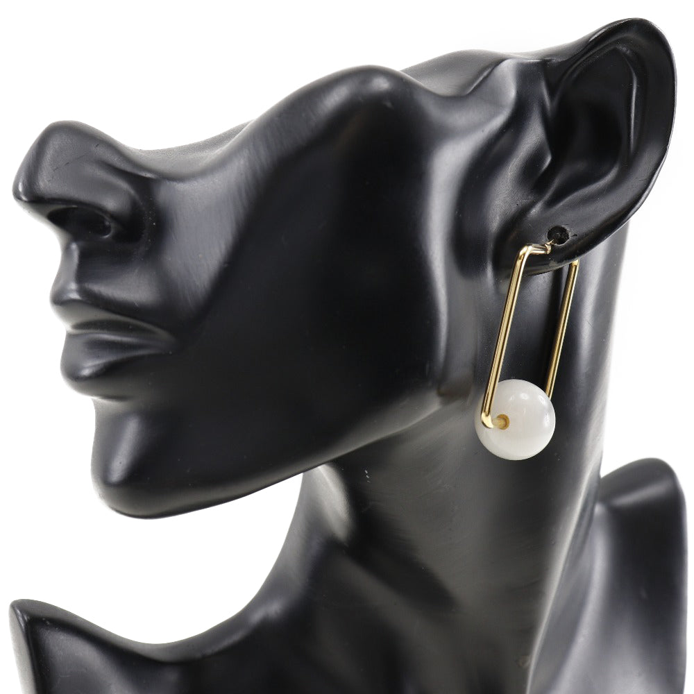 Celine Gold Plated Square Hoop Earrings with Faux Pearls