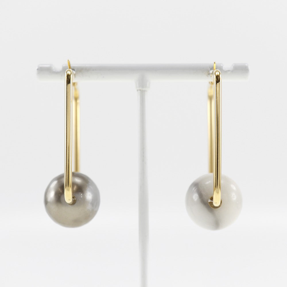 Celine Gold Plated Square Hoop Earrings with Faux Pearls