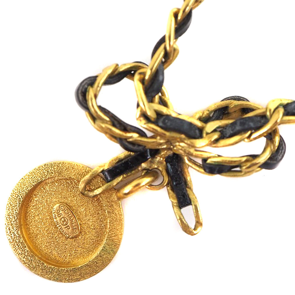 Chanel Coin Ribbon Necklace Gold Plated