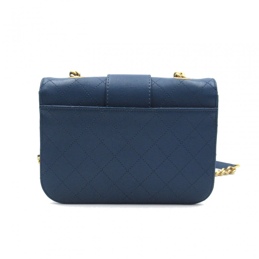 CC Quilted Leather Front Chain Flap Bag