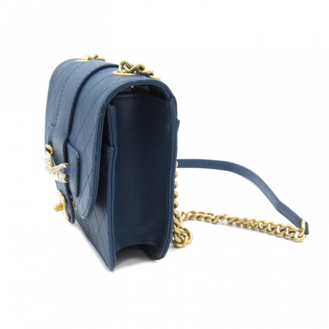 CC Quilted Leather Front Chain Flap Bag