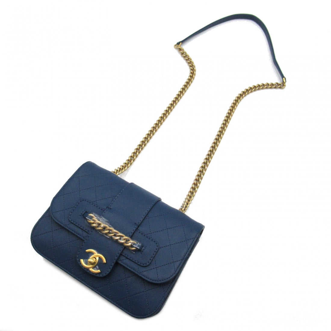 CC Quilted Leather Front Chain Flap Bag