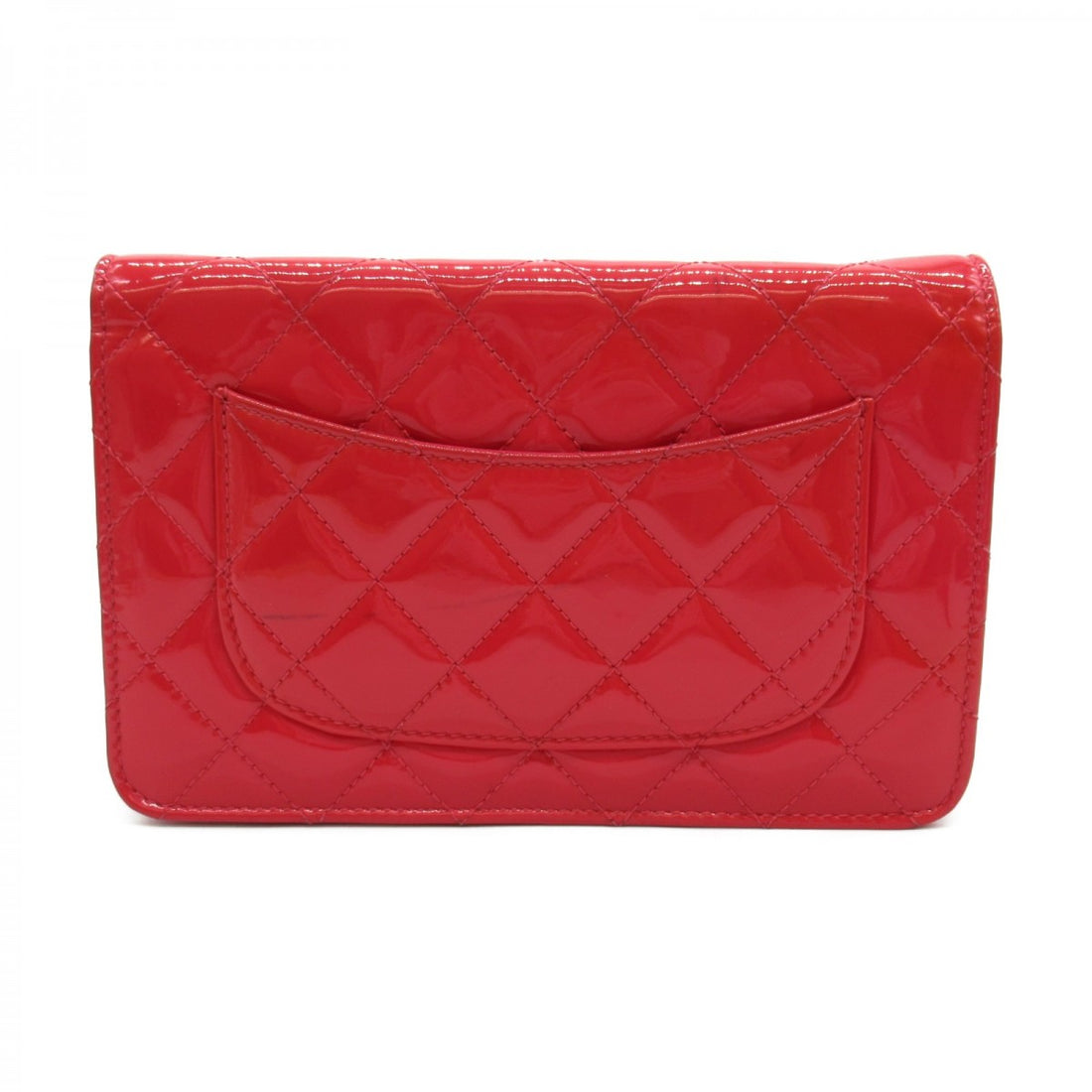 CC Quilted Patent Leather Wallet on Chain