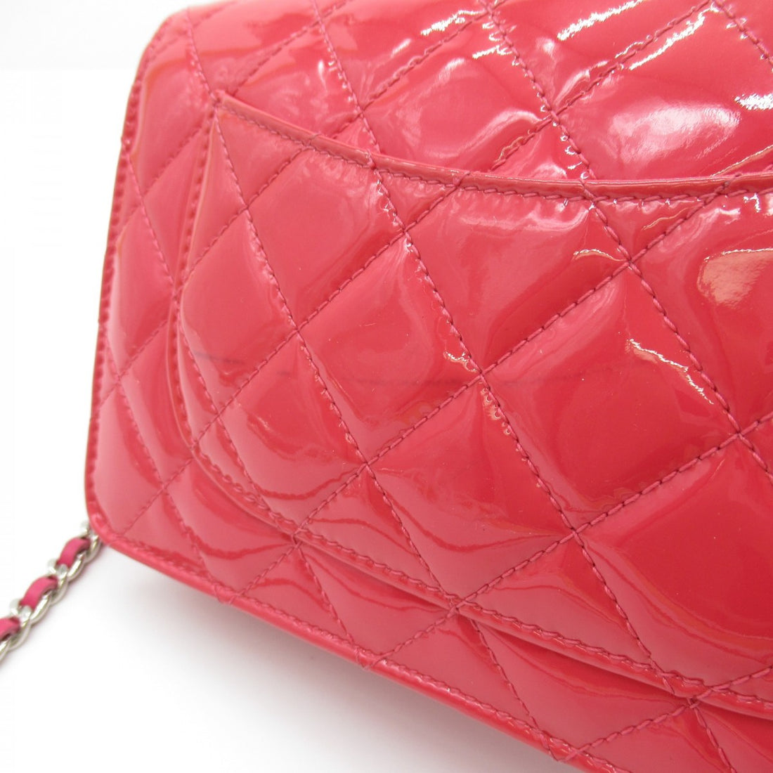 CC Quilted Patent Leather Wallet on Chain