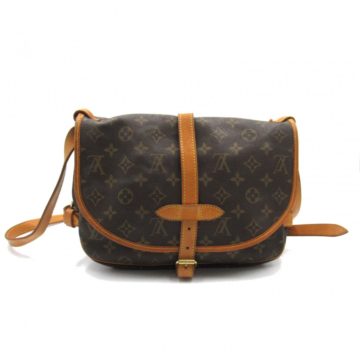Louis Vuitton - Authenticated Saumur Handbag - Cloth Brown for Women, Good Condition