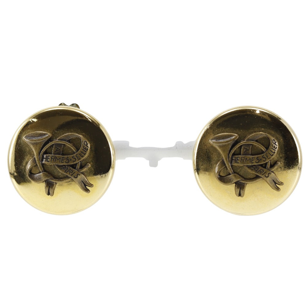 Hermes Gold Plated Horn Earrings