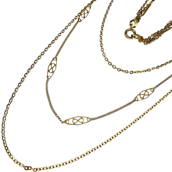 UNOAERRE K14 Gold Triple Chain Necklace