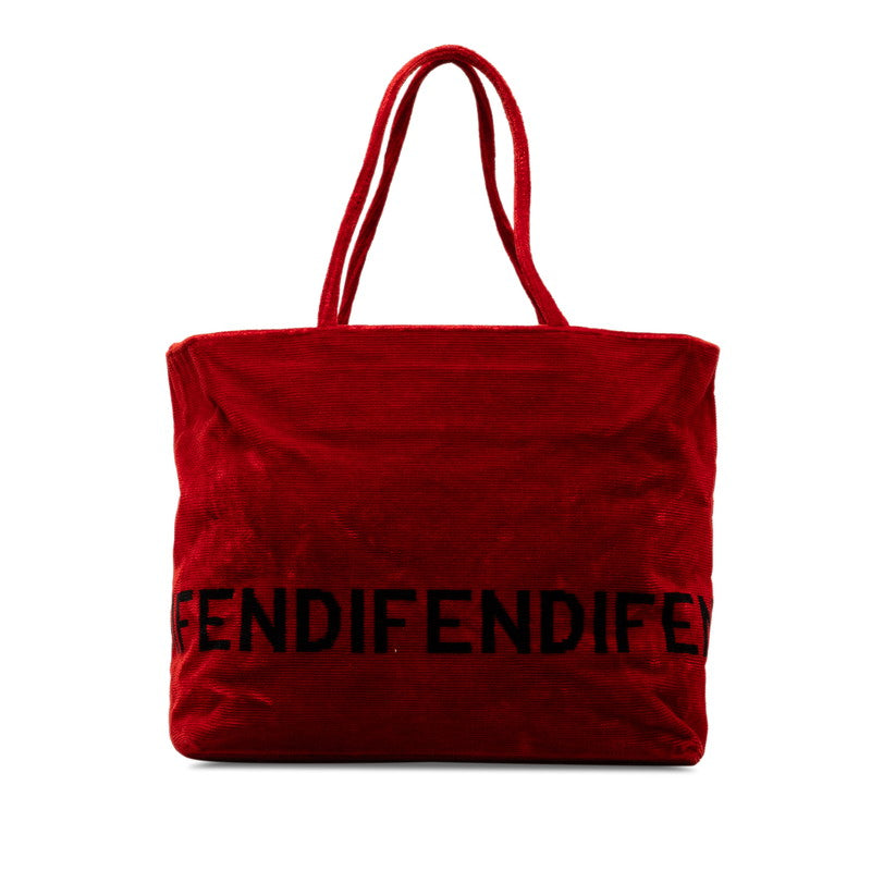 Fendi Velvet Logo Tote Bag Cotton Tote Bag in Good condition