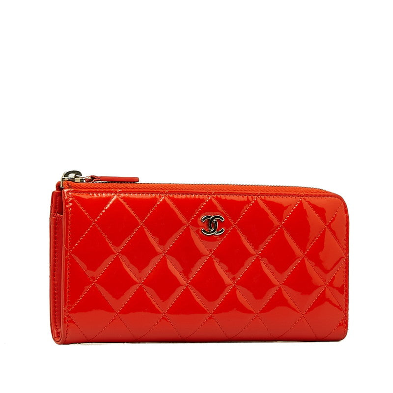 CC Quilted Patent Leather Zip Wallet