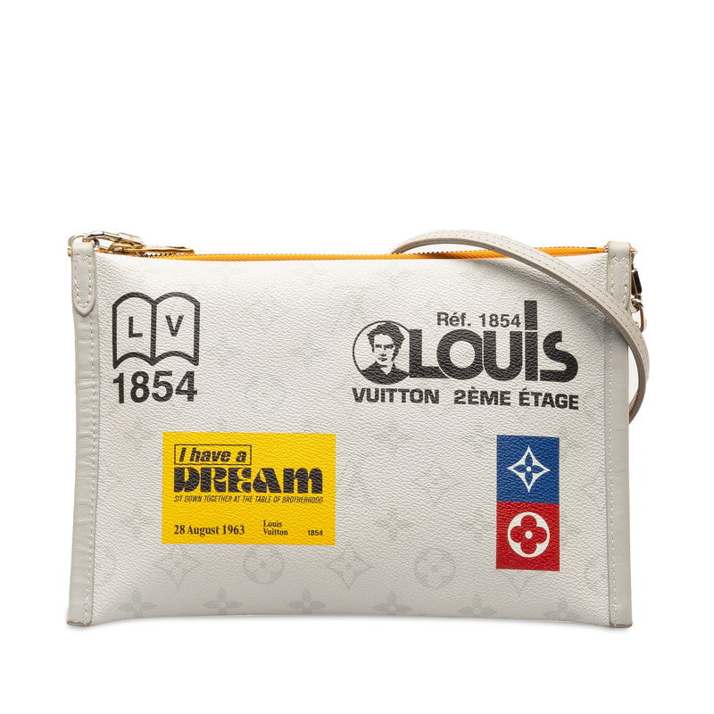 Louis Vuitton Flat Messenger Bag Canvas Shoulder Bag M44640 in Excellent condition